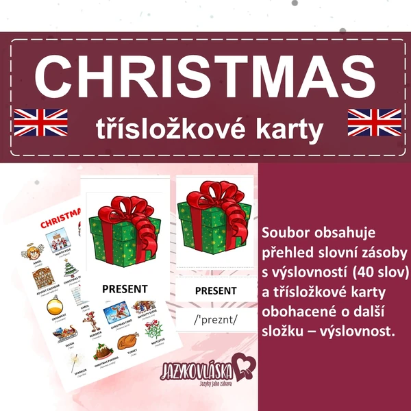 Christmas třísložkové karty 