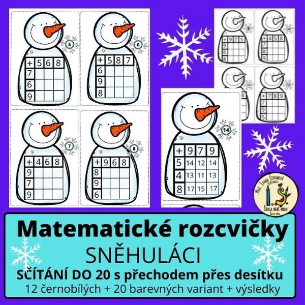SNĚHULÁCI - sčítání s přechodem přes 10