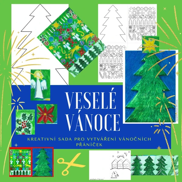 Veselé Vánoce - kreativní sada k vytváření přáníček