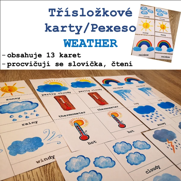 Třísložkové karty/ Pexeso - WEATHER