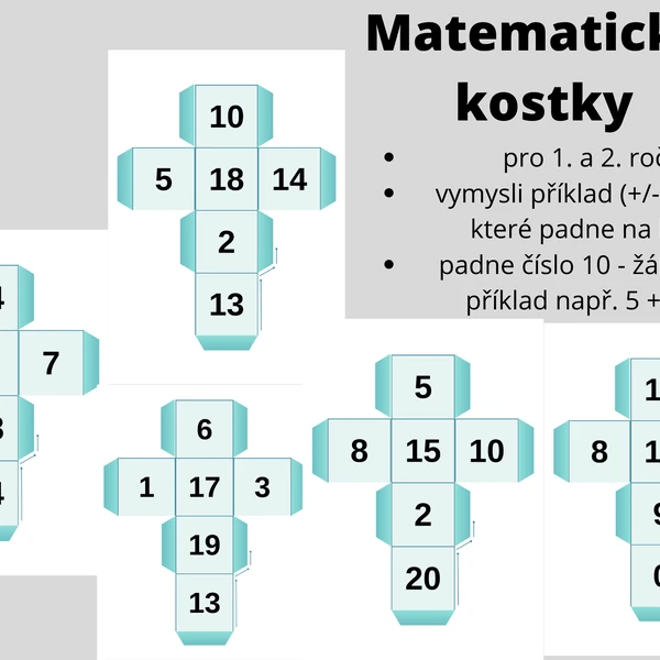Matematické kostky - vymysli příklad + / -