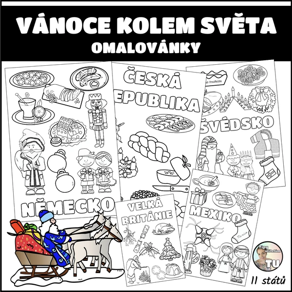 Vánoce kolem světa - omalovánky (11 zemí)