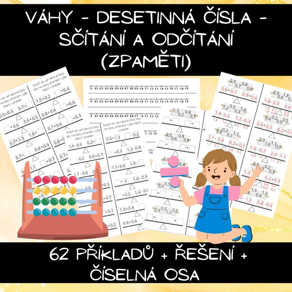 Váhy - desetinná čísla - sčítání a odčítání (zpaměti)