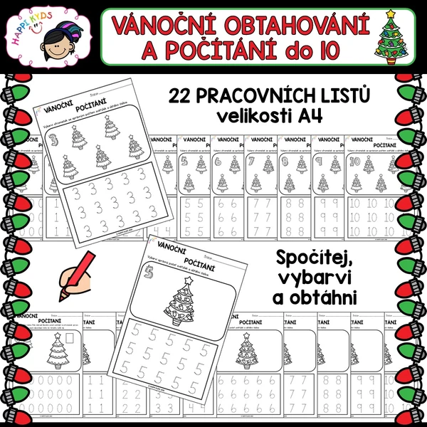 VÁNOČNÍ POČÍTÁNÍ A OBTAHOVÁNÍ - pracovní listy