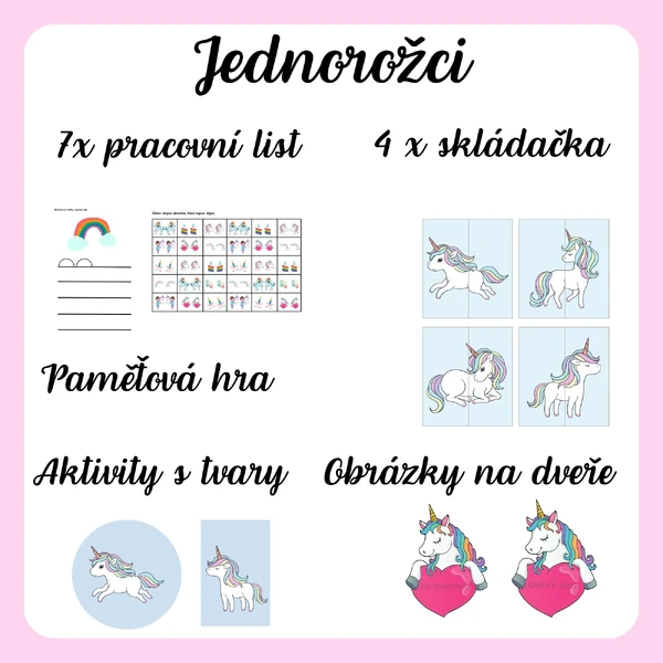 Jednorožci - soubor s materiály