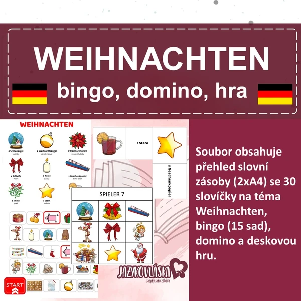 Weihnachten bingo, domino, hra