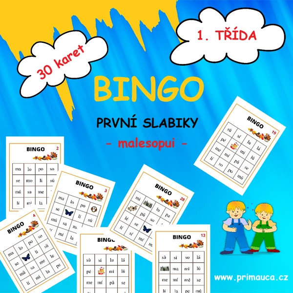 BINGO - ČTENÍ PRVNÍCH SLABIK - HRA PRO CELOU TŘÍDU