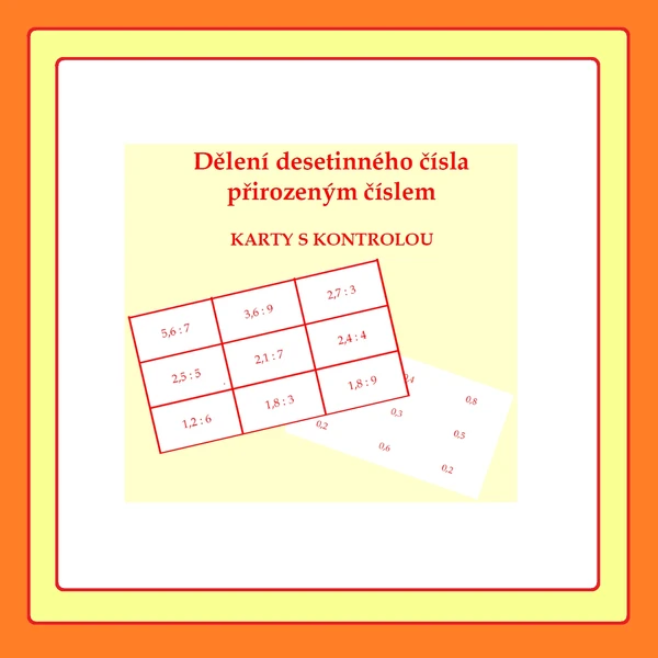 Dělení desetinného čísla přirozeným dělitelem - karty s kontrolou
