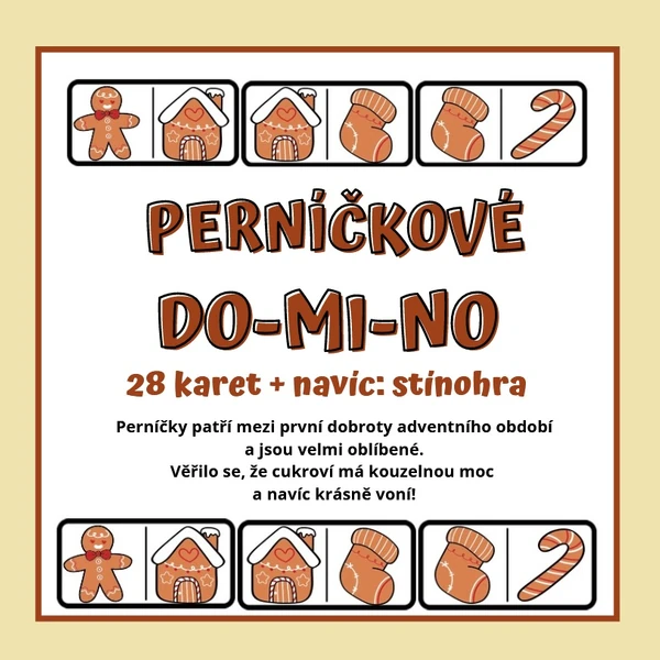 Didaktická hra DOMINO - VÁNOČNÍ PERNÍČKY