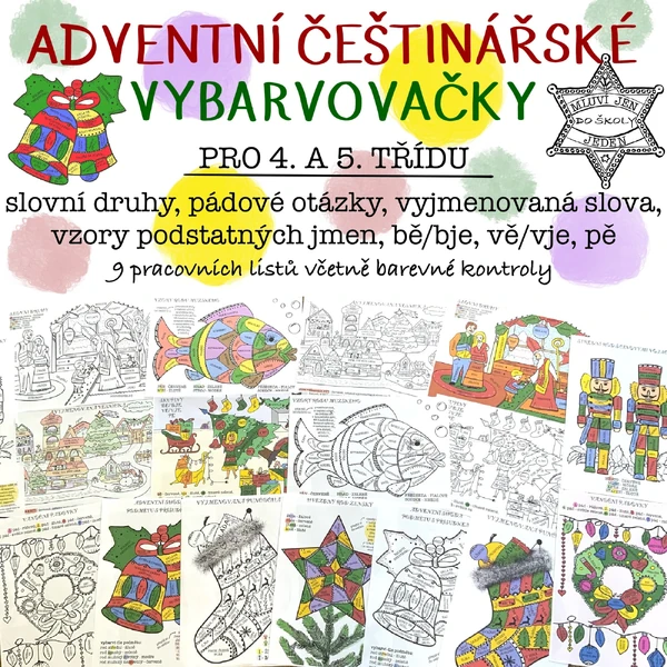 Adventní češtinářské vybarvovačky pro 4. a 5. třídu