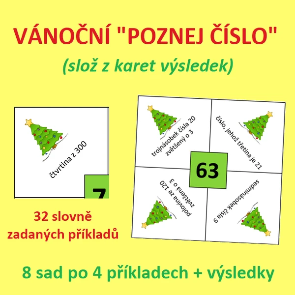 VÁNOČNÍ „POZNEJ ČÍSLO“ (slož z karet výsledek)