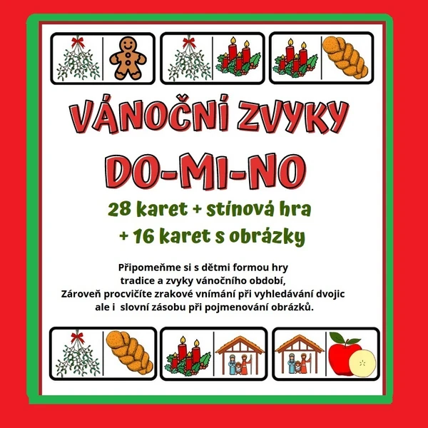 Didaktická hra DOMINO - VÁNOČNÍ ZVYKY a TRADICE
