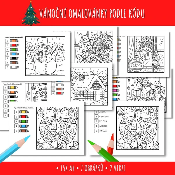 Vánoční omalovánky podle kódu