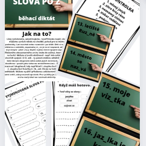 Vyjmenovaná slova po Z - běhací diktát, chytáky, slova příbuzná