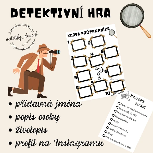 Detektivní hra - přídavná jména