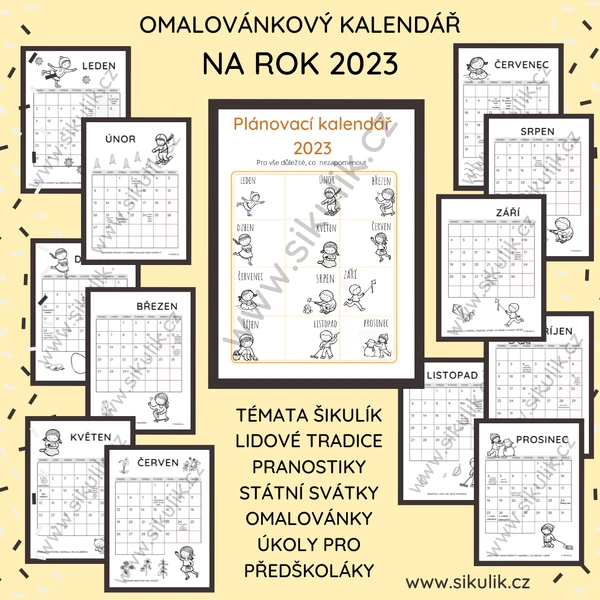 OMALOVÁNKOVÝ PLÁNOVACÍ KALENDÁŘ 2023