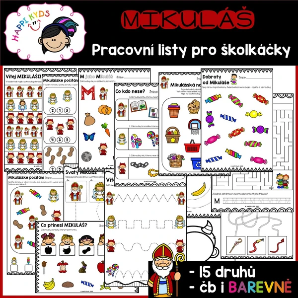 MIKULÁŠ - pracovní listy pro školkáčky