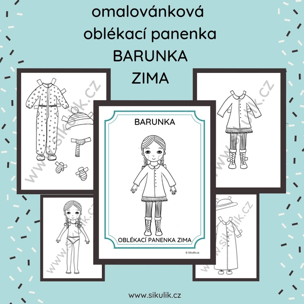 OMALOVÁNKOVÁ OBLÉKACÍ PANENKA BARUNKA ZIMA