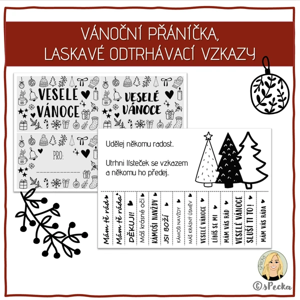 Vánoční přáníčka, odtrhávací vzkazy