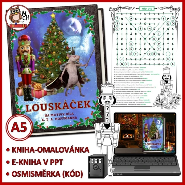 LOUSKÁČEK (knížka-omalovánka, osmisměrka)