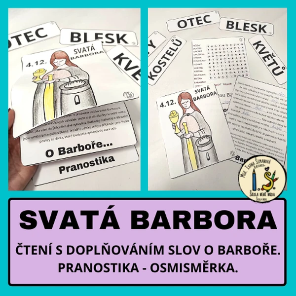 Svatá Barbora -čtení s vynechanými slovy o Barboře, pranostika - osmisměrka