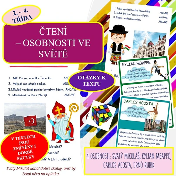 POZNÁVÁME OSOBNOSTI - texty ke čtení ( otázky, pravda nebo lež?)