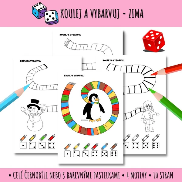 Koulej a vybarvuj - zima