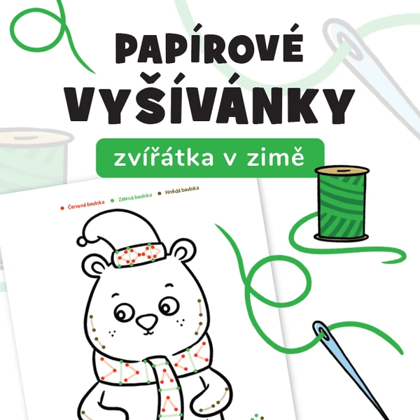 Papírové vyšívánky - zvířátka v zimě