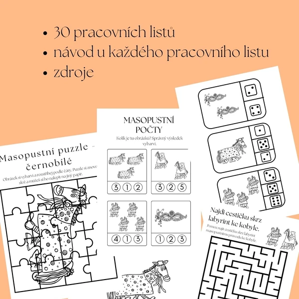 Masopust - pracovní listy