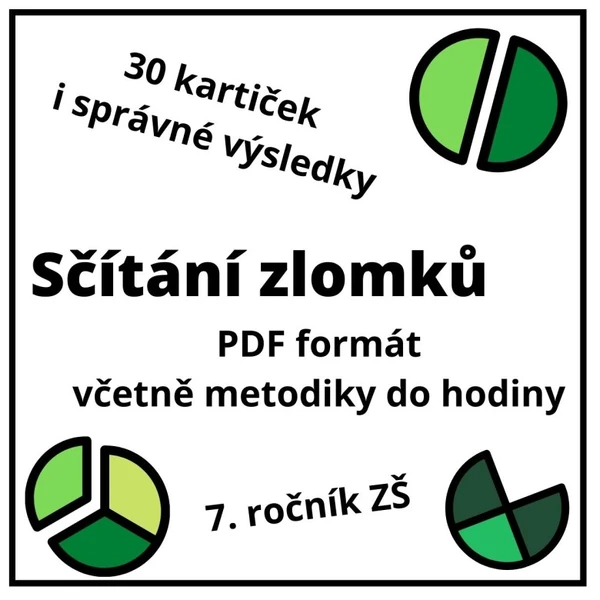 Sčítání zlomků - 30 karet, řešení i metodika