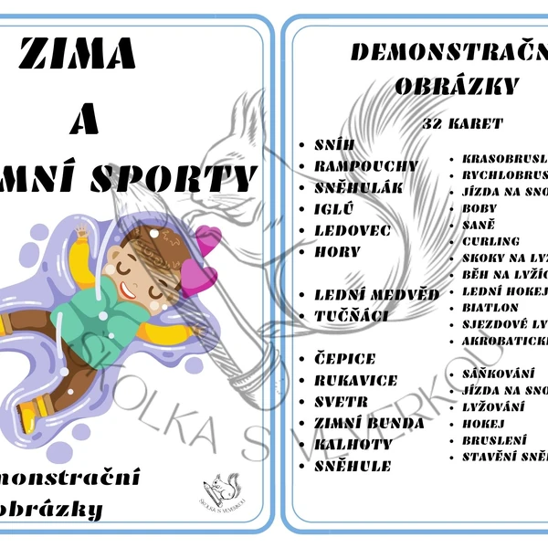 Zima, zimní sporty - demonstrační obrázky