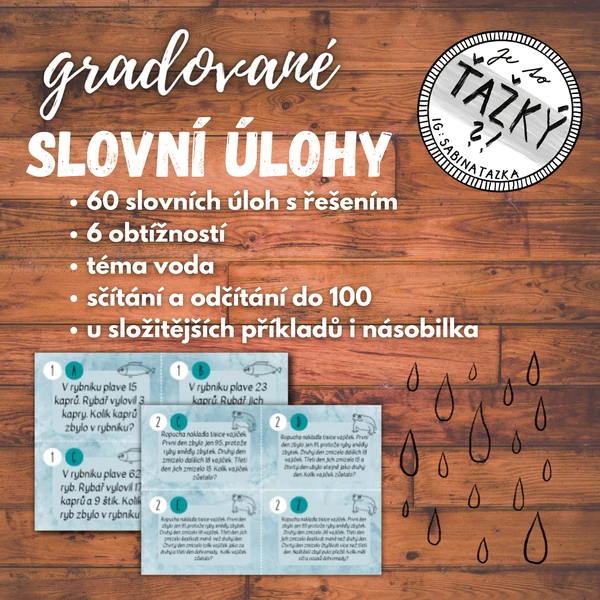 Gradované SLOVNÍ ÚLOHY na sčítání a odčítání do 100
