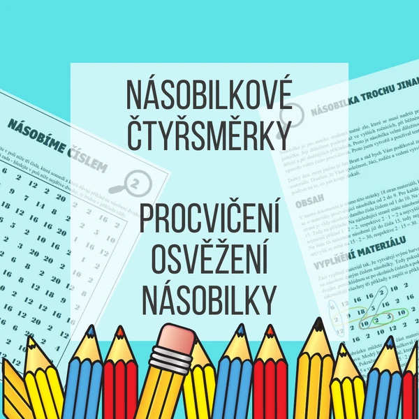 Násobilkové čtyřsměrky - procvičení násobilky 2 až 9