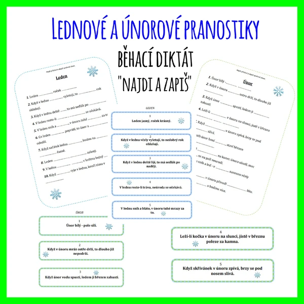 Běhací diktát - Lednové a únorové pranostiky