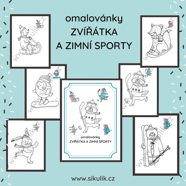 Omalovánky ZVÍŘÁTKA A ZIMNÍ SPORTY