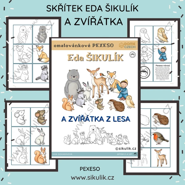 EDA ŠIKULÍK A ZVÍŘÁTKA OMALOVÁNKOVÉ PEXESO