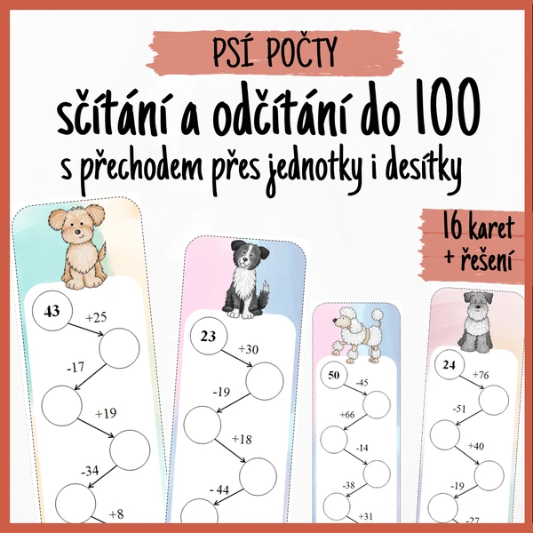 PSÍ POČTY - sčítání a odčítání do 100