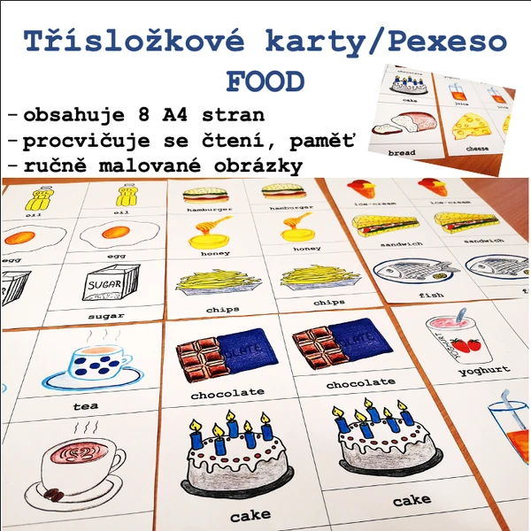 Třísložkové karty/Pexeso - FOOD