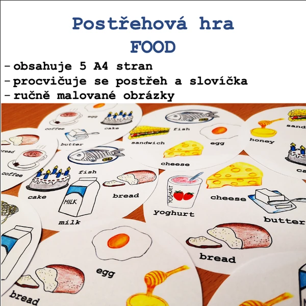 Postřehová hra FOOD - 4 na kartě