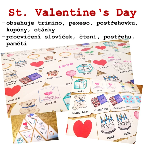 St. Valentine's Day - postřehovka, trimino, pexeso