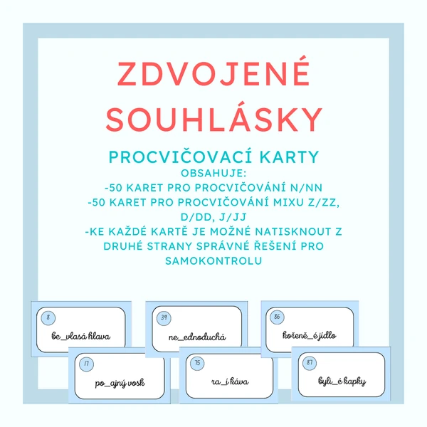 Zdvojené souhlásky - procvičovací karty