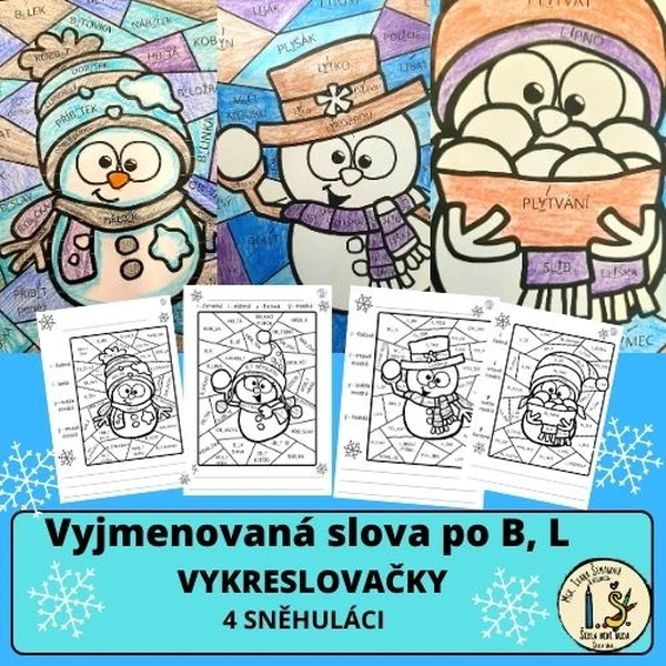 Vyjmenovaná slova po B, L - sněhuláci - vykreslovačky