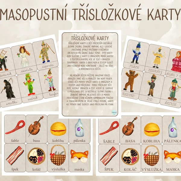 Masopustní třísložkové karty
