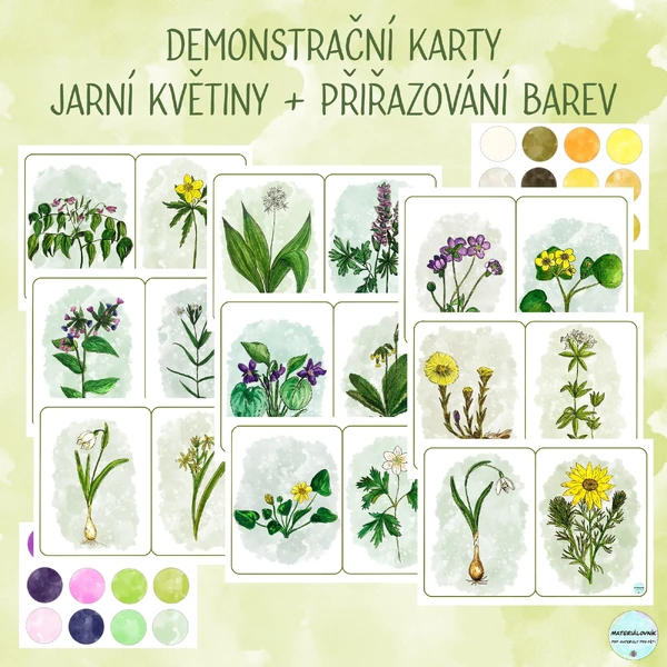 Jarní květiny - Demonstrační karty + Odstínová kolečka