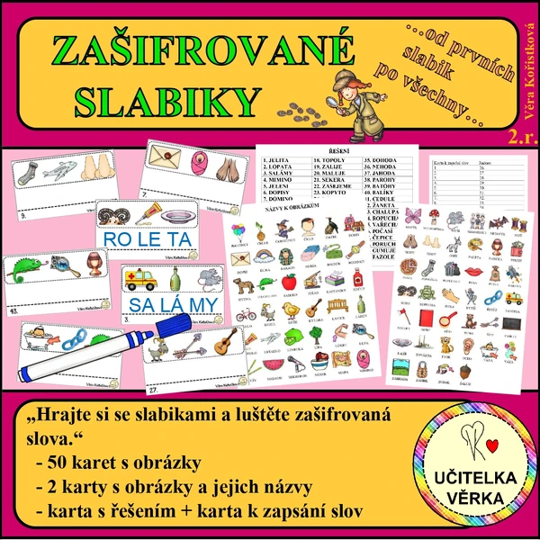  ZAŠIFROVANÉ SLABIKY – od prvních slabik po spoustu s téměř všemi souhláskami