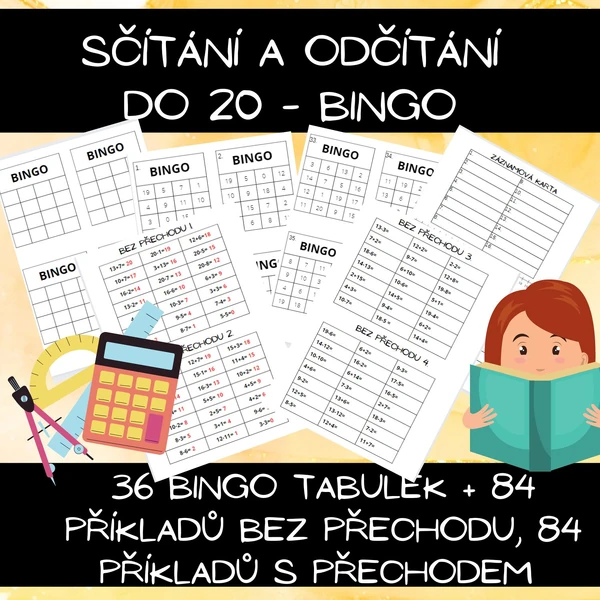 BINGO! - Sčítání a odčítání do 20 (s i bez přechodu)