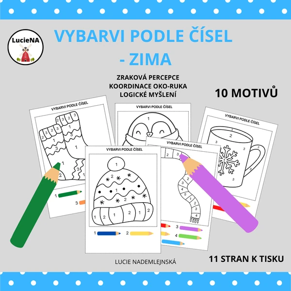 Vybarvi podle čísel - ZIMA