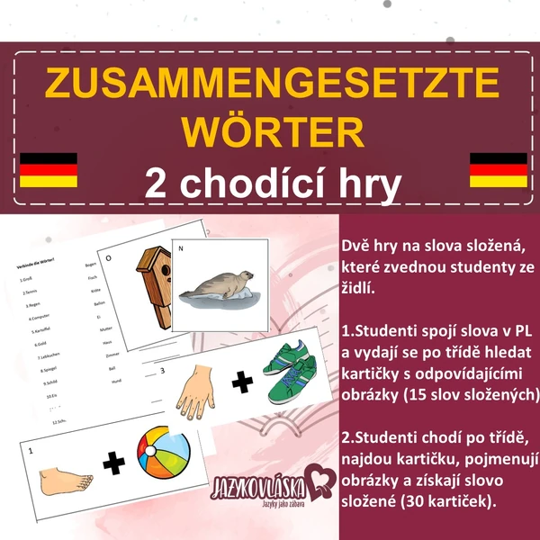Zusammengesetzte Wörter 2 chodící hry