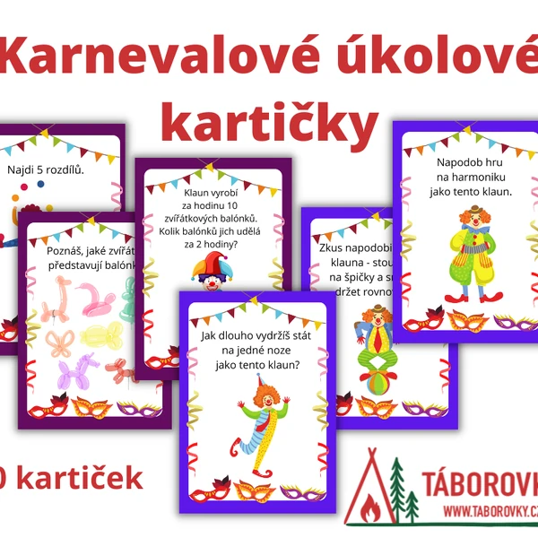 Karnevalové úkolové kartičky