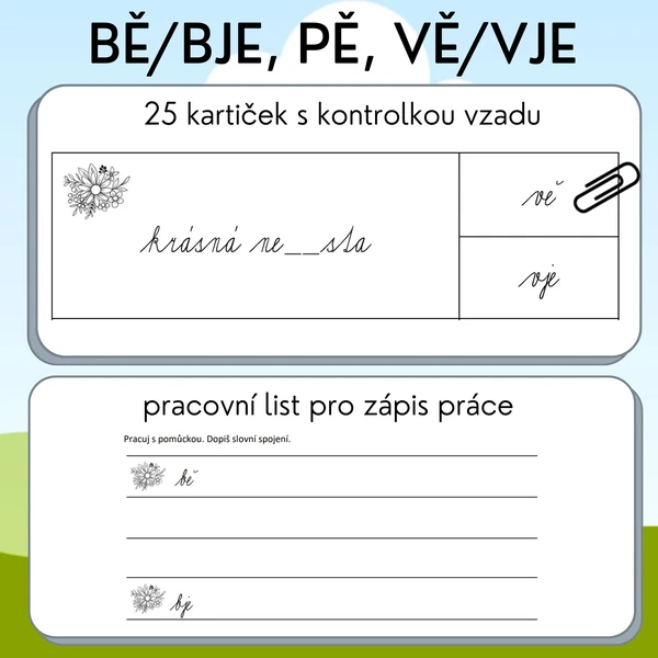 Psaní bě/bje, pě, vě/vje